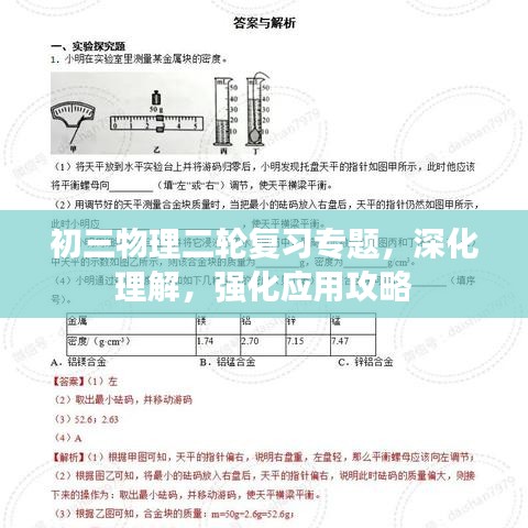 初三物理二轮复习专题，深化理解，强化应用攻略
