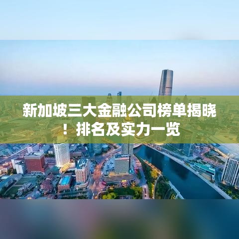 新加坡三大金融公司榜单揭晓！排名及实力一览